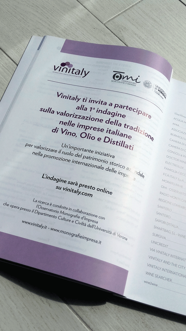 Lannuncio nel catalogo Vinitaly 2017